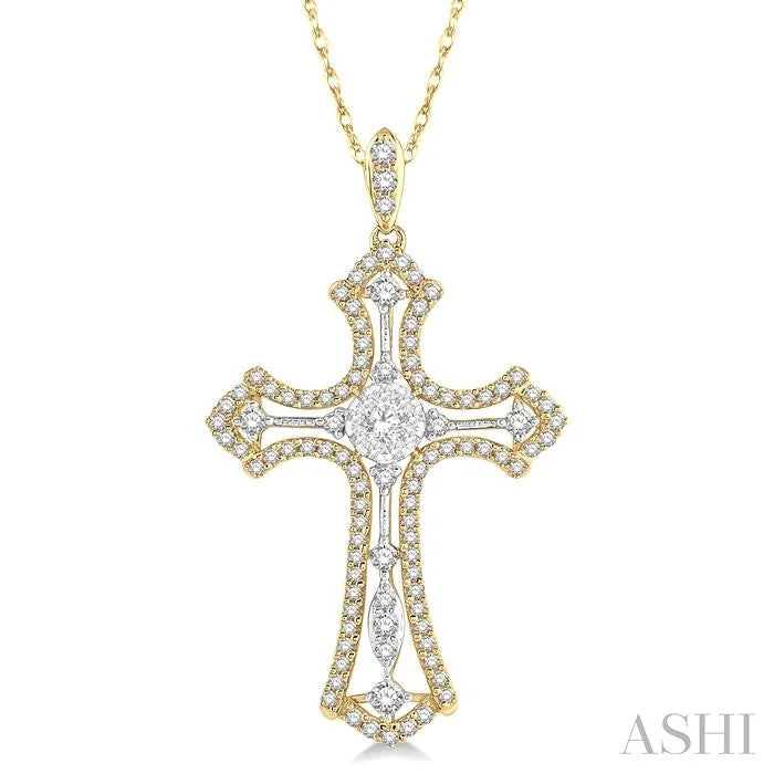 Personalized necklaces and pendants with coordinates for a meaningful location-based gift-CROSS LOVEBRIGHT DIAMOND FASHION PENDANT