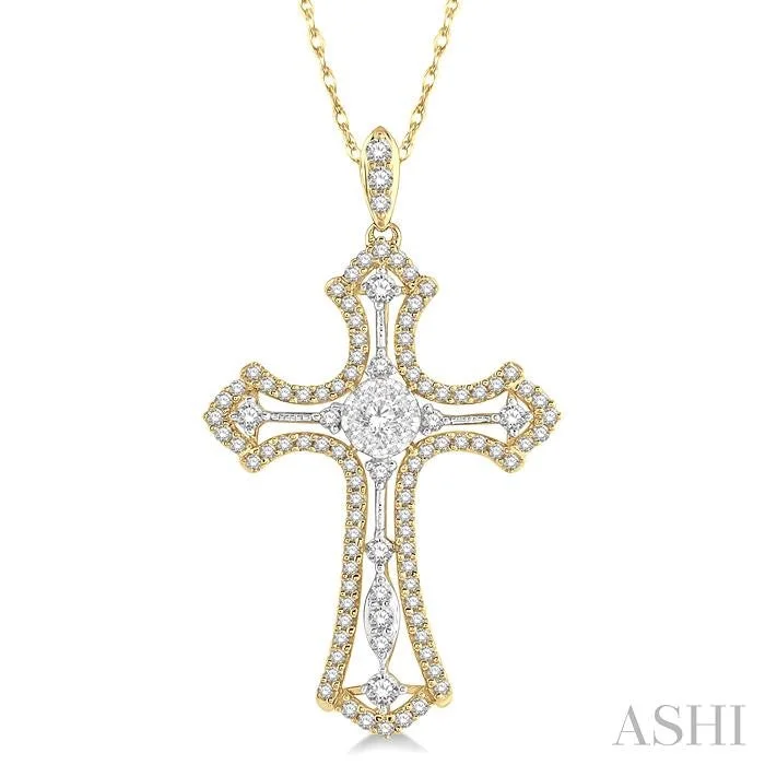 Stunning necklaces and pendants with amethyst gemstones for a calming effect-CROSS LOVEBRIGHT DIAMOND FASHION PENDANT