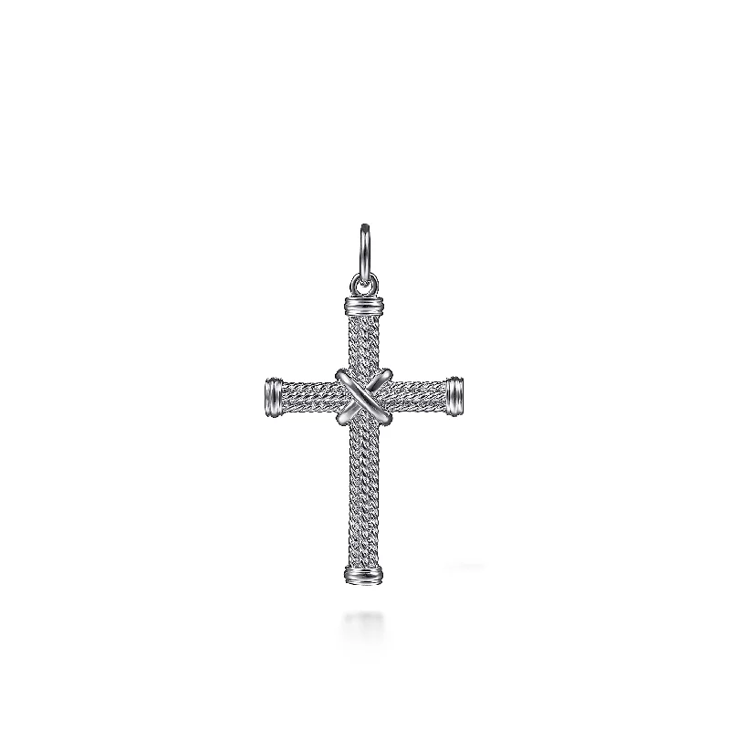 Best necklaces and pendants with cross pendants for a spiritual, meaningful symbol-925 Sterling Silver Twisted Rope Cross Pendant with X Center