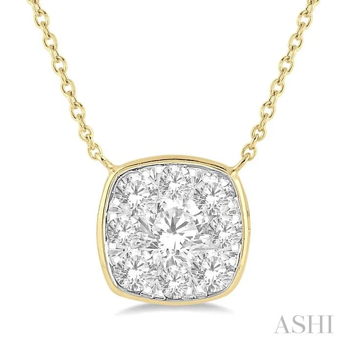 Best necklaces and pendants with gemstone clusters for a bold and colorful effect-CUSHION SHAPE LOVEBRIGHT ESSENTIAL DIAMOND PENDANT