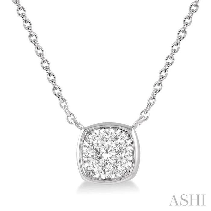 Necklaces and pendants with clear quartz for a pure and radiant look-CUSHION SHAPE LOVEBRIGHT ESSENTIAL DIAMOND PENDANT