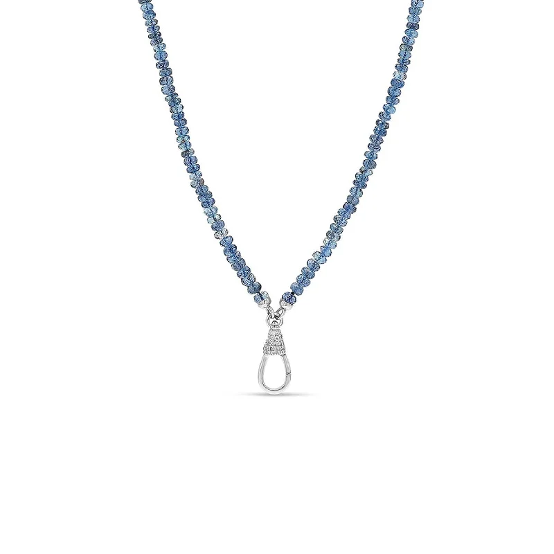 Best necklaces and pendants with rose gold for a warm and romantic appeal-Dark Aquamarine Necklace with Diamond Swivel Clasp  - 19"