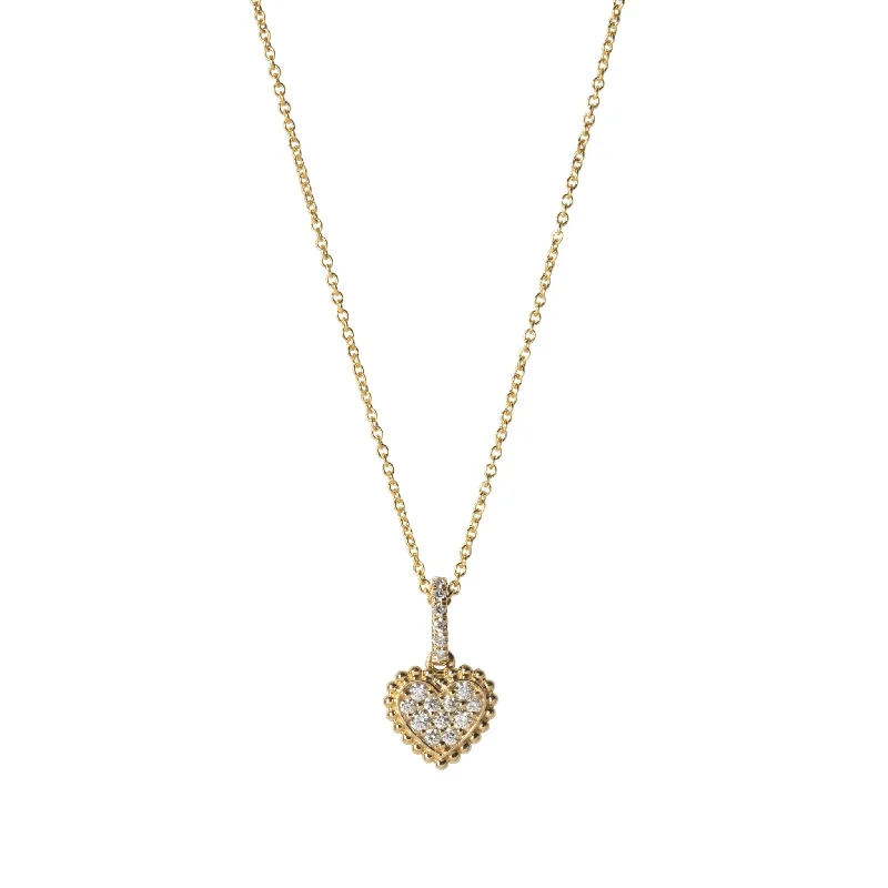 Stunning necklaces and pendants with chakra stones for healing and balance-Diamond 14K Yellow Gold Beaded Heart Pendant Necklace