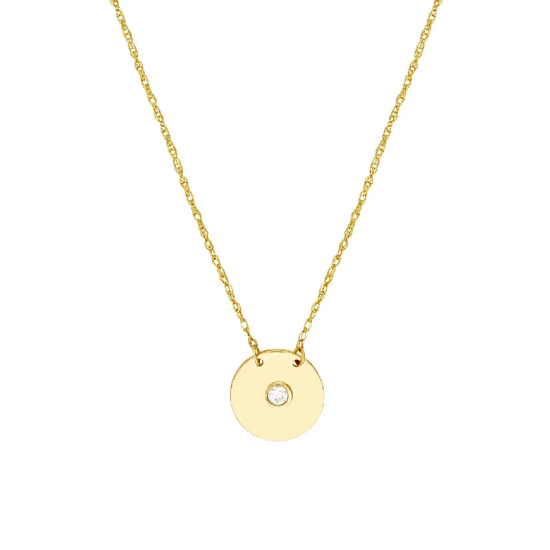 Trendy necklaces and pendants with geometric shapes for a modern aesthetic-Diamond 14K Yellow Gold Disk Necklace