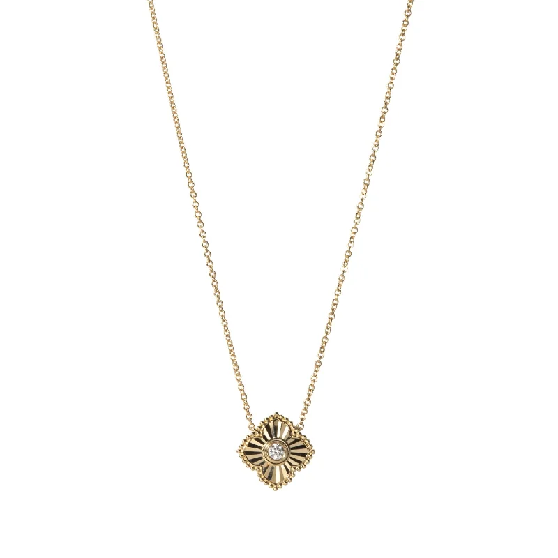 Necklaces and pendants with ocean-inspired designs for a refreshing, beachy feel-Diamond 14K Yellow Gold Fluted Quatrefoil Pendant Necklace