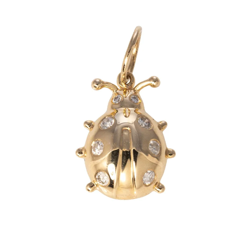 Best necklaces and pendants with layered designs for a chic, stacked look-Diamond 14K Yellow Gold Ladybug Charm