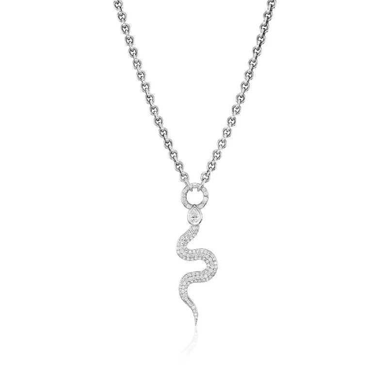 Best necklaces and pendants with rose gold for a warm and romantic appeal-Diamond Snake Pendant on Cable Chain Necklace - 20"