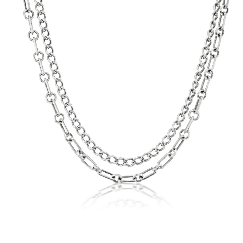 Necklaces and pendants with star-shaped designs for a whimsical, celestial touch-Double Layered Chain Necklace - 16" - 18"