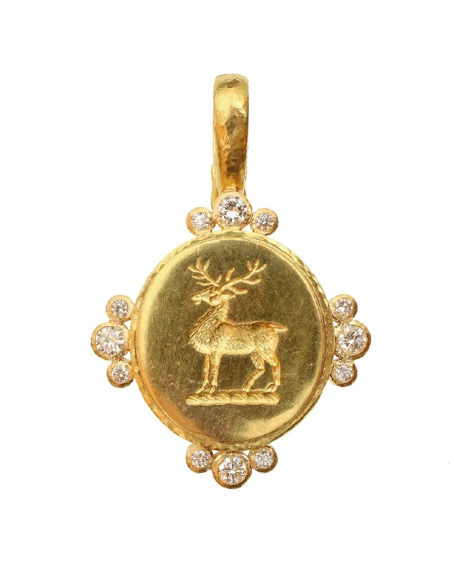 Necklaces and pendants with sun and moon motifs for a celestial-inspired design-Elizabeth Locke Gold “Stag” Diamond Pendant