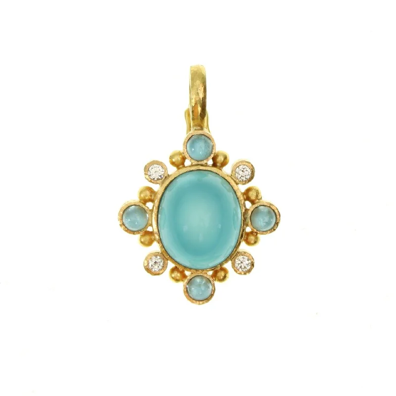 Necklaces and pendants with ocean-inspired designs for a refreshing, beachy feel-Elizabeth Locke Oval Aquamarine & Diamond Pendant