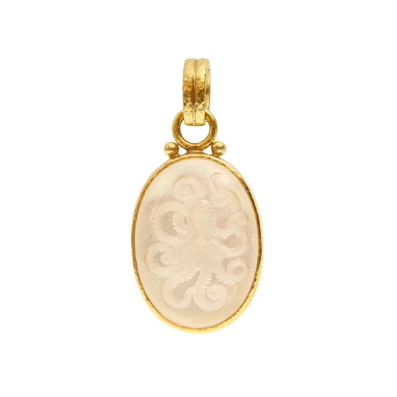 Best necklaces and pendants with butterfly wings for a delicate, graceful style-Elizabeth Locke Oval Rock Crystal “Octopus” Pendant