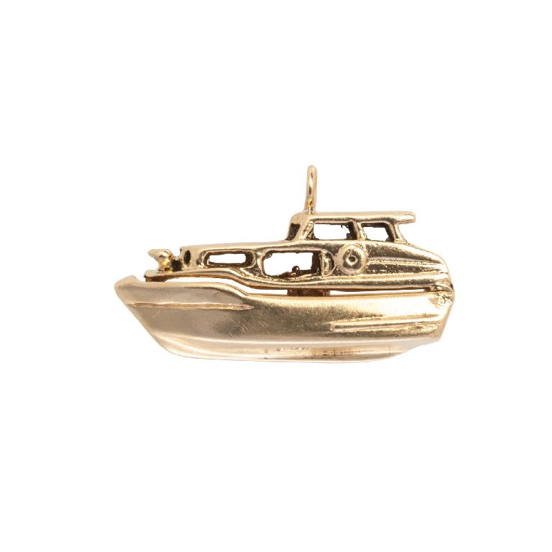 Unique necklaces and pendants with artistic shapes for a creative, one-of-a-kind design-Estate 14K Gold Boat Charm