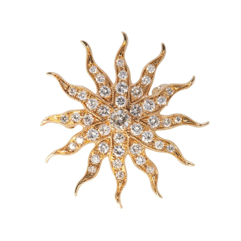 Trendy necklaces and pendants with statement pieces for a bold fashion statement-Estate 14K Gold Diamond Starburst Pendant