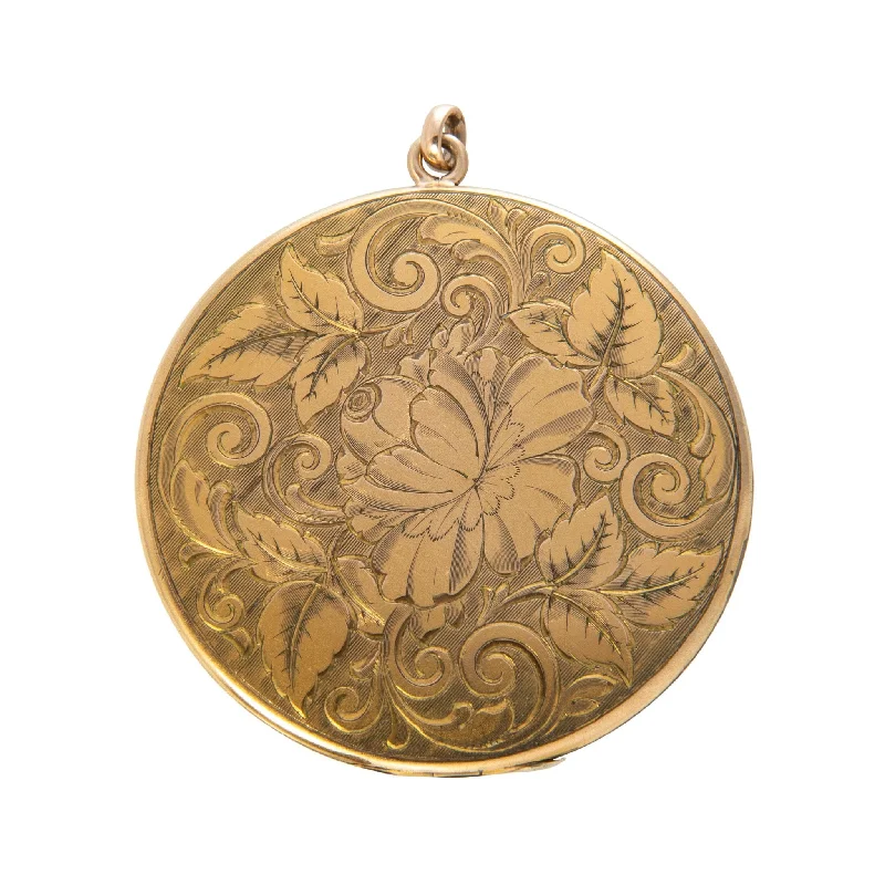 Unique necklaces and pendants with engraved messages for a sentimental gift-Estate Engraved Gold Filled Round Locket