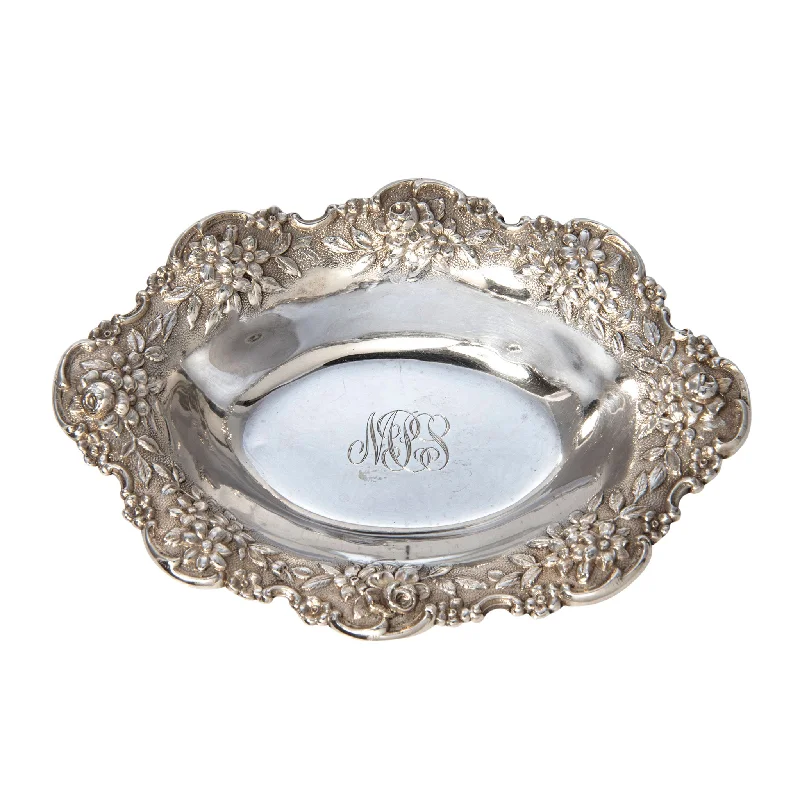 Best necklaces and pendants with sterling silver for an affordable yet stylish choice-Estate S. Kirk & Son Sterling Silver Floral Nut Dish