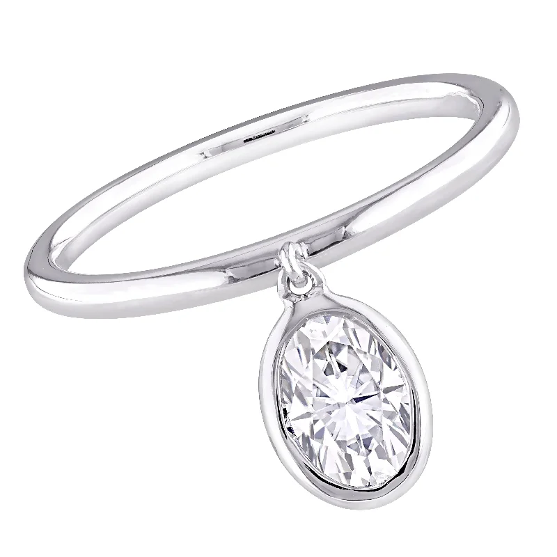 Stackable rings with mixed metal finishes -Eternally Yours 1ct DEW Created Moissanite Drop Pendant Ring Sterling Silver