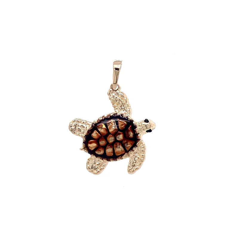 Best necklaces and pendants with emerald gemstones for a rich, sophisticated design-14KT SMALL ENAMEL TURTLE