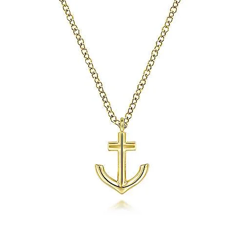 Best necklaces and pendants with art deco elements for a vintage, glamorous design-14K Yellow Gold Anchor Pendant Necklace