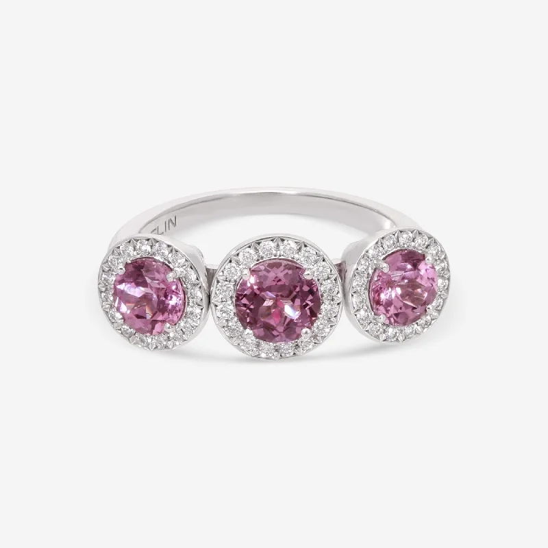 Rings with rainbow moonstone for color play -Gübelin 18K White Gold Pink Spinel & Diamond Ring Sz. 5.5 57A-1774