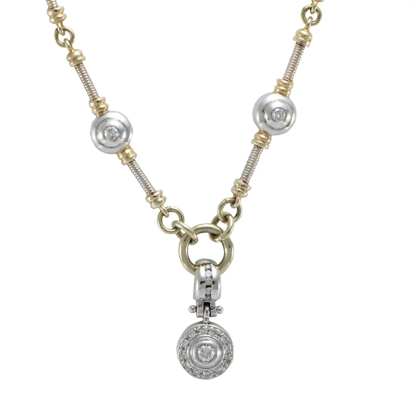 Stunning necklaces and pendants with aquamarine stones for a serene effect-Halo Diamond Necklace 14k Yellow White Gold Fancy Bar Chain Link Pendant 0.60CTW