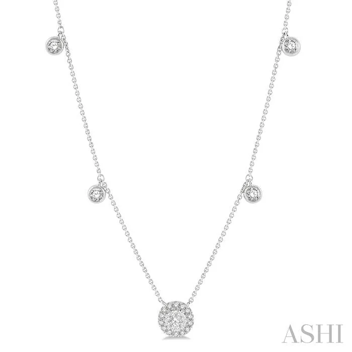 Beautiful necklaces and pendants with gemstone teardrops for an elegant effect-HALO LOVEBRIGHT DIAMOND STATION NECKLACE