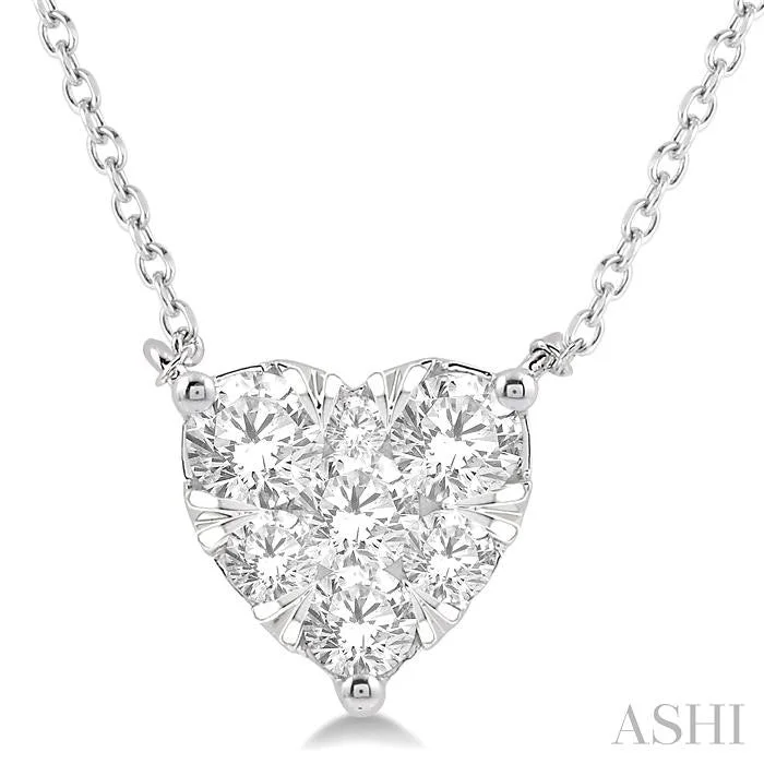 Necklaces and pendants with celestial starburst designs for a radiant look-HEART SHAPE LOVEBRIGHT ESSENTIAL DIAMOND PENDANT