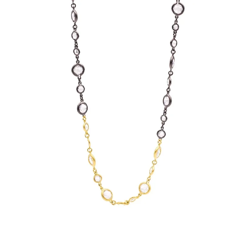 Beautiful necklaces and pendants with diamond halo settings for extra brilliance-Illuminating Two-Tone Long Necklace