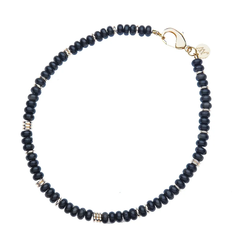 Personalized necklaces and pendants with coordinates for a meaningful location-based gift-Jane Win Obsidian Gumdrop Beaded Necklace