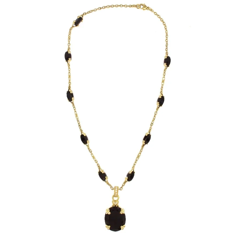 Necklaces and pendants with engraved messages for a deeply personal, sentimental gift-Judith Ripka Necklace with Onyx Stones and Diamonds 18k Yellow Gold