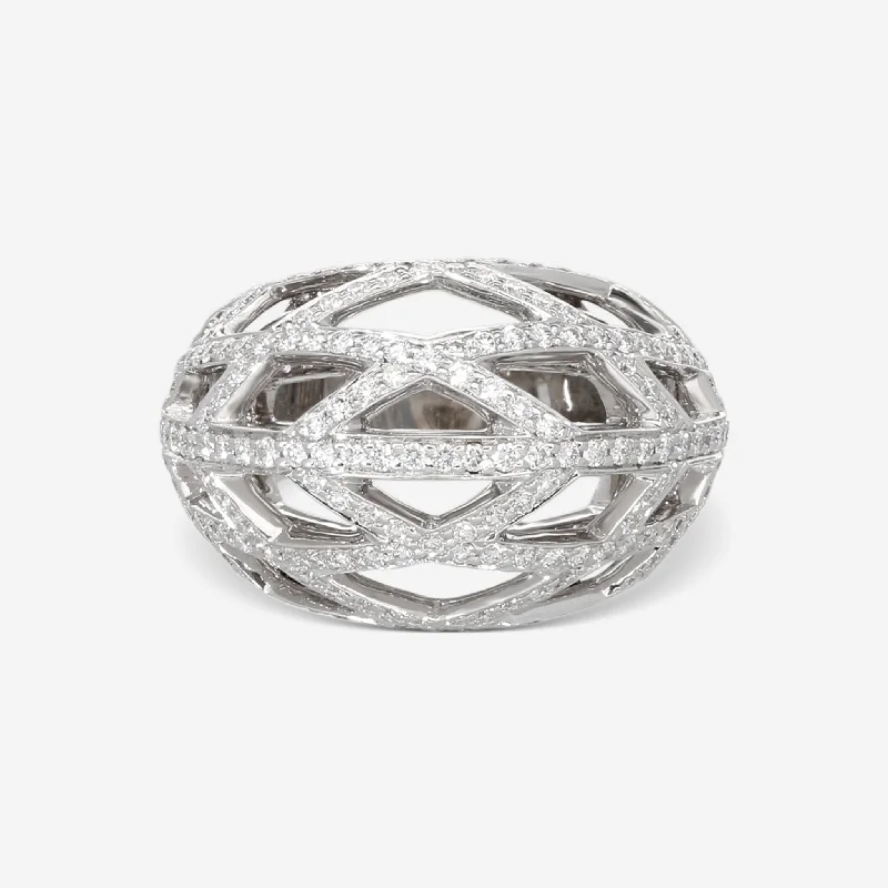 Rings with wave patterns for ocean vibes -Kwiat Jacquard 18K White Gold Diamond Ring N-9443-0-DIA-18KW