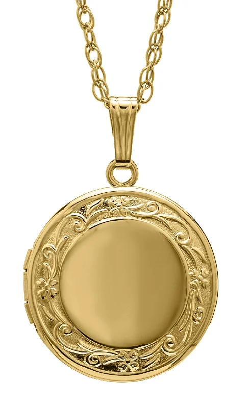 Personalized necklaces and pendants with coordinates for a meaningful location-based gift-14KT/GF ENGRAVED ROUND LOCKET(13MM)