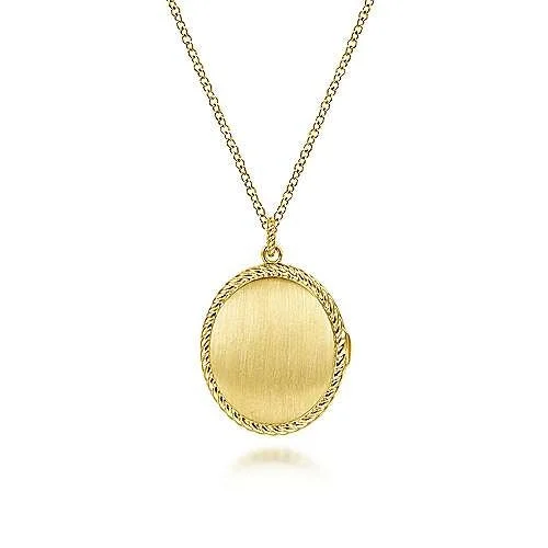 Elegant necklaces and pendants with gold chains for a chic, timeless appearance-14K Yellow Gold Engravable Oval Locket Necklace with Twisted Rope Frame