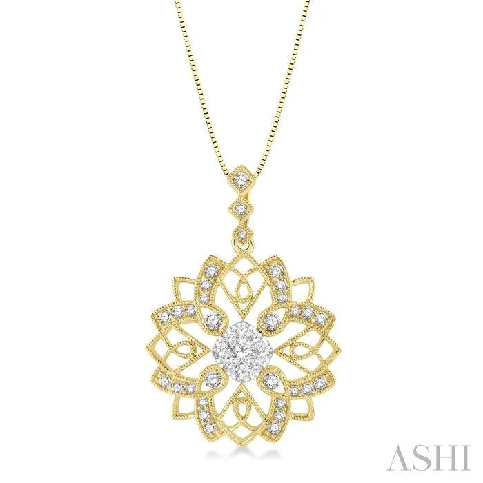 Best necklaces and pendants with adjustable chains for a customizable fit-LOVEBRIGHT FLORAL LATTICE DIAMOND PENDANT