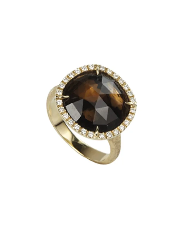 Rings with starburst topaz for radiant beauty -Marco Bicego Jaipur Color 18K 0.15 ct. tw. Diamond & Smokey Quartz Cocktail Ring