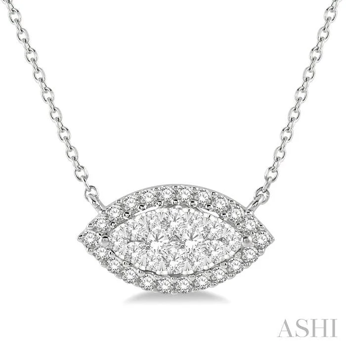 Necklaces and pendants with star-shaped designs for a whimsical, celestial touch-MARQUISE SHAPE EAST-WEST HALO LOVEBRIGHT ESSENTIAL DIAMOND PENDANT