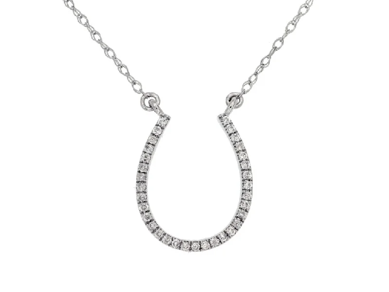 Best necklaces and pendants with rose gold for a warm and romantic appeal-14K White Gold Diamond Horseshoe Necklace