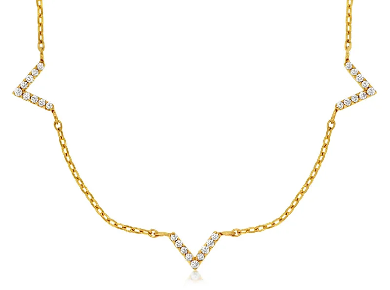 Stunning necklaces and pendants with birthstone pendants for a personal touch-14K Yellow Gold Diamond V Necklace