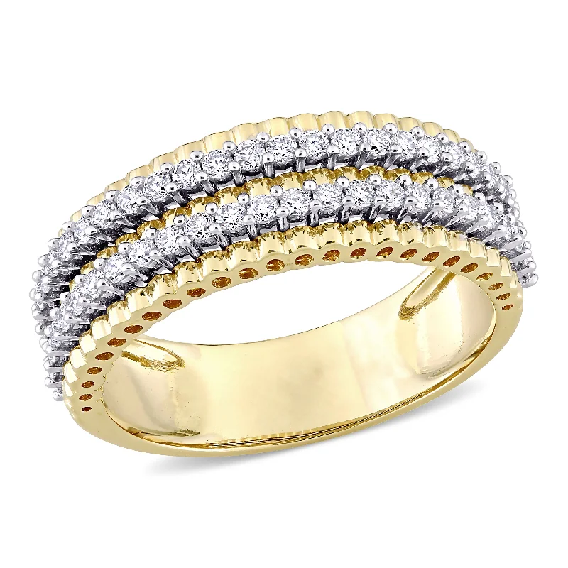 Rings with smoky quartz for muted elegance -Mimi & Max 1/2ct TDW Diamond Double Row Eternity Ring in 14k Two-Tone Gold