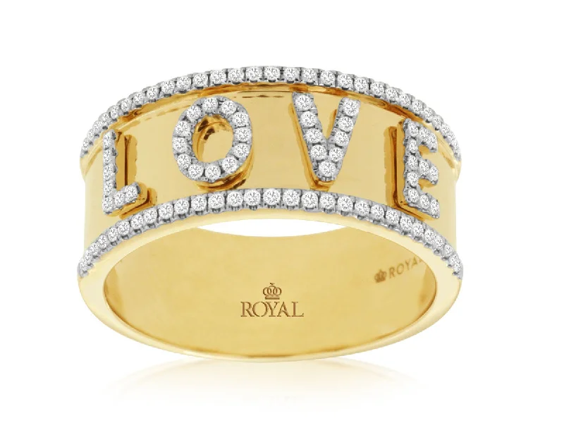 Trendy necklaces and pendants with statement pieces for a bold fashion statement-14K Yellow Gold Pave Diamond LOVE Band