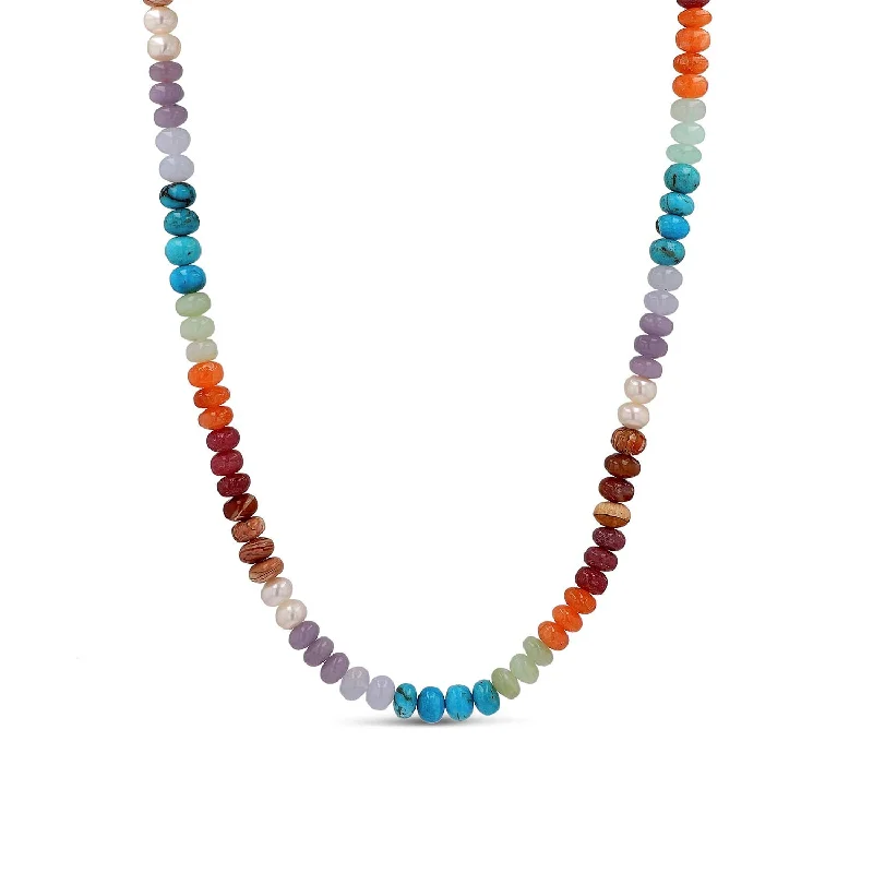 Necklaces and pendants with leaf-shaped designs for an earthy, organic feel-Multicolor Gemstone Mix Strung Necklace 17 - 19"