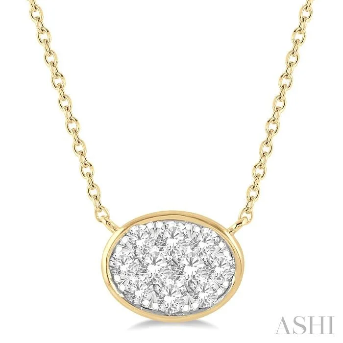 Elegant necklaces and pendants with gold chains for a chic, timeless appearance-OVAL SHAPE EAST-WEST LOVEBRIGHT ESSENTIAL DIAMOND PENDANT