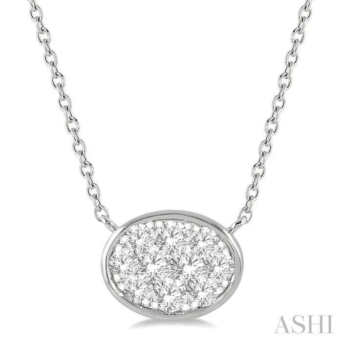 Best necklaces and pendants with crystal accents for a sparkling and elegant style-OVAL SHAPE EAST-WEST LOVEBRIGHT ESSENTIAL DIAMOND PENDANT