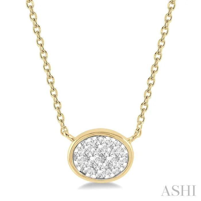 Stylish necklaces and pendants with diamonds for a glamorous and elegant look-OVAL SHAPE EAST-WEST LOVEBRIGHT ESSENTIAL DIAMOND PENDANT