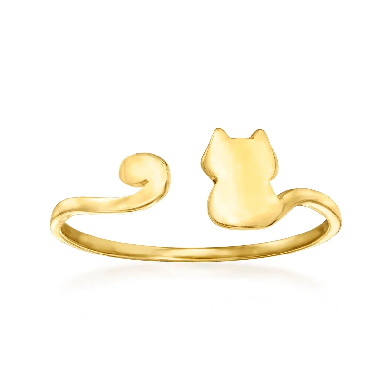 Rings with raw topaz for icy charm -Ross-Simons 14kt Yellow Gold Cat Cuff Ring