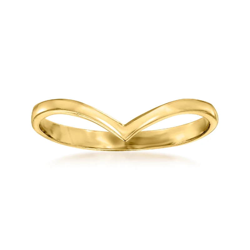 Rings with knot motifs for symbolic love -Ross-Simons 14kt Yellow Gold Chevron Ring