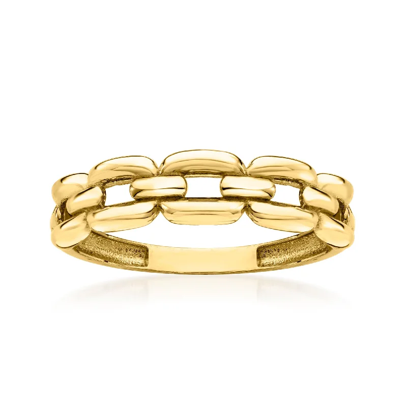 Rings with vine-wrapped bands for nature -Ross-Simons 18kt Yellow Gold Curb-Link Ring