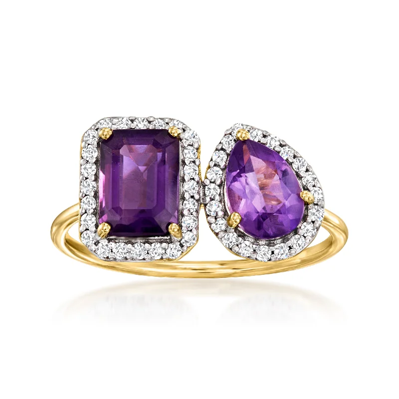 Gold rings with intricate celtic knot patterns -Ross-Simons Amethyst Toi Et Moi Ring With . Diamonds in 14kt Yellow Gold