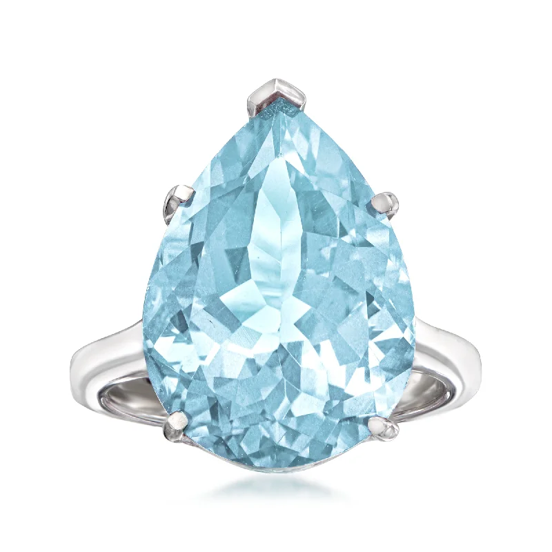 Rings with floral halo diamond arrangements -Ross-Simons Sky Blue Topaz Ring in Sterling Silver