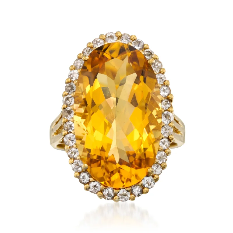 Platinum rings with sparkling sapphire center stones -Ross-Simons Citrine and . White Topaz Ring in 14kt Gold Over Sterling Silver