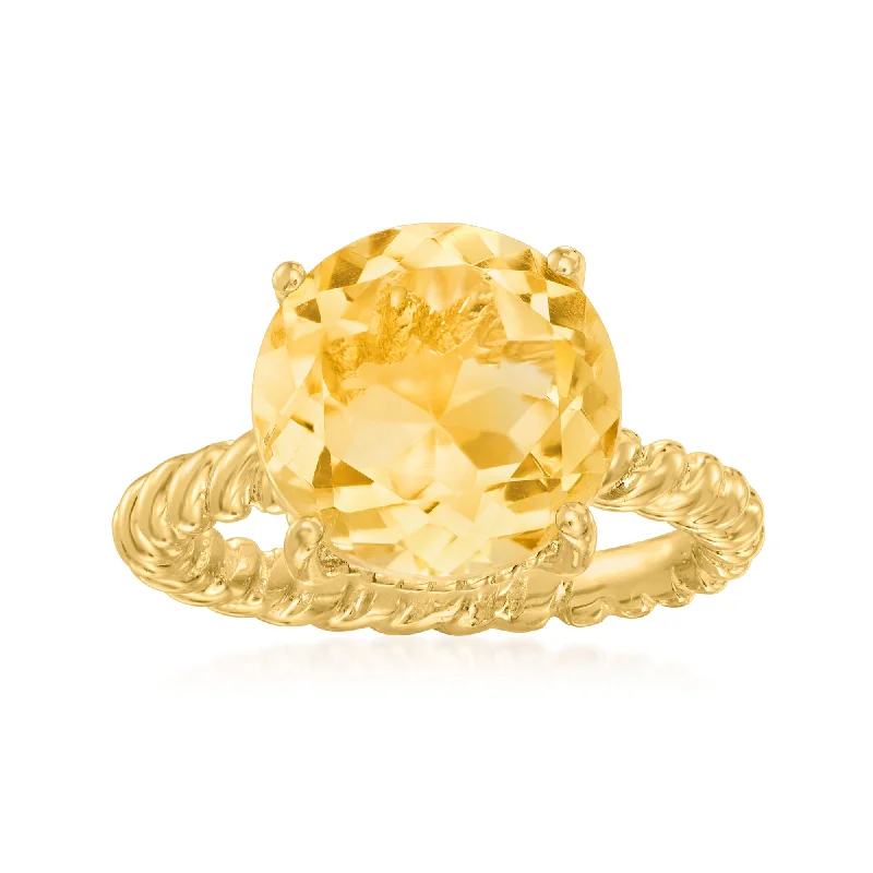 Rings with tiger eye bands for warmth -Ross-Simons Citrine Ring in 18kt Gold Over Sterling